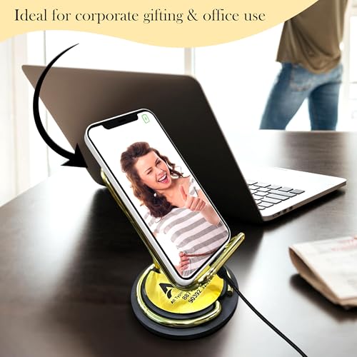 Image of SAVRI Custom Engraved Mobile Stand - Personalized Name, Designation & Company Logo - Elegant Office Desk Accessory,Business Gifts, Best for Company Branding (5)