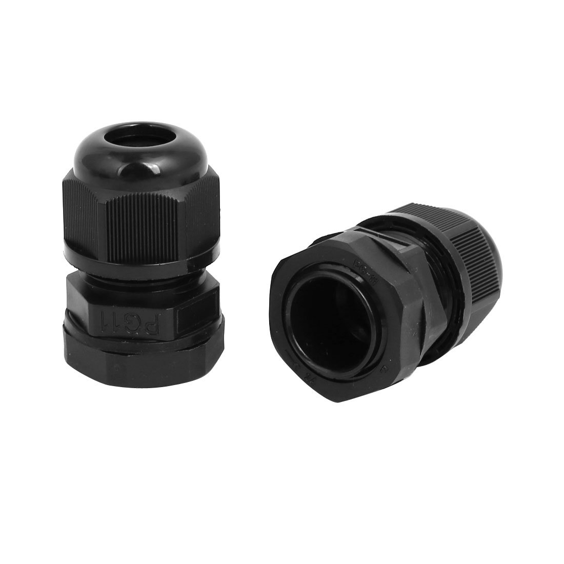 Aexit PG11 1.4mm-2.1mm Transmission 24.5mm x 38.5mm 6 Holes Adjustable Cables Gland Black 10pcs