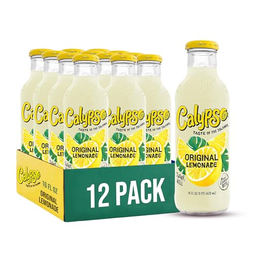 Calypso Lemonade, Original Lemonade, Made with Real Fruit, 16 Fl Oz Glass Bottles (Pack of 12)