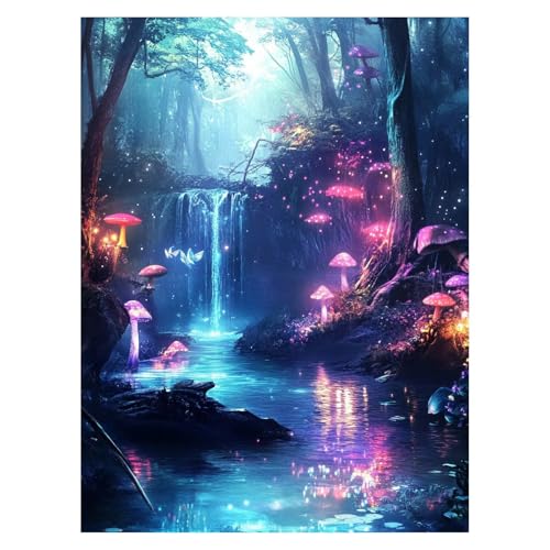 数字油絵 キノコ 数字塗り絵画 手芸キット 風景 ペイントバイナンバー 手作りキット 子供 初心者 と アクリル絵の具 と ブラシ キャンバス 60 x 80Cm Paint by numbers のために そして自宅 壁飾り ギフト 女性 model-5