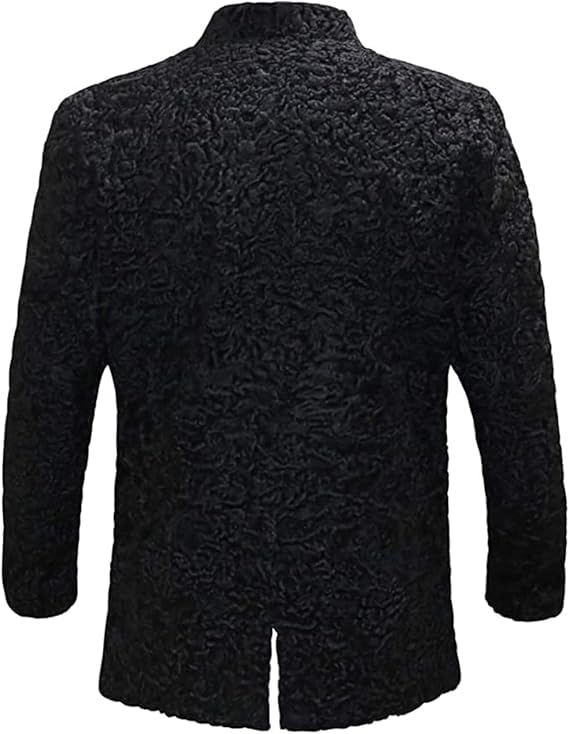 New Real Karakul Persian Lamb Fur Jacket Black Coat4