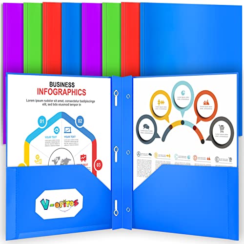 V-Opitos 8 Packs 2 Pocket Folders With 3 Prongs Fastener Clasps, Bulk Heavy Duty Plastic Folders, Multicolor Files Folders In 4 Colors For School And Office #TOP25