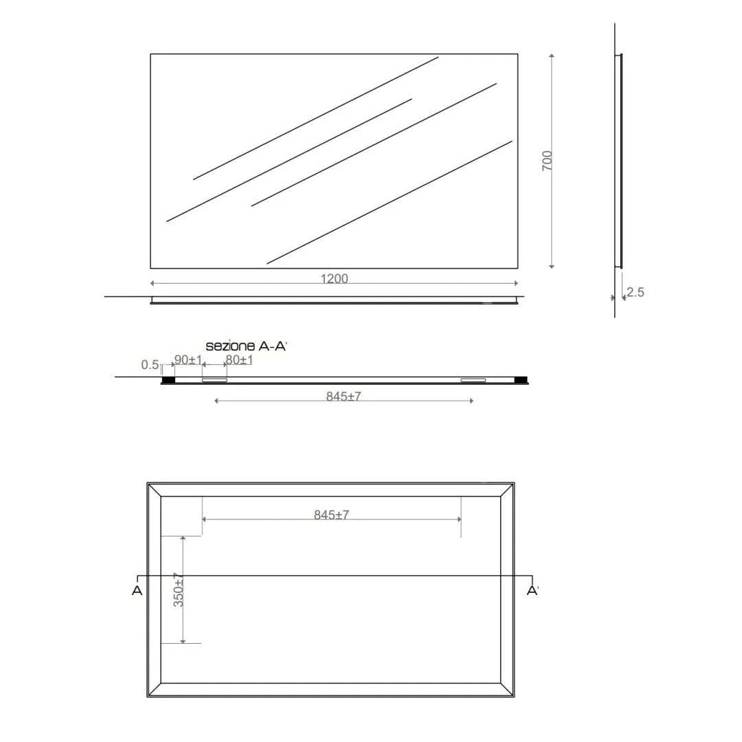 Kiamami Valentina - Specchio Bagno 120X70 Cm Reversibile Con Telaio A Supporto