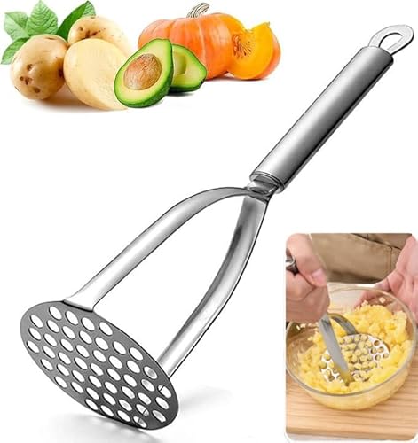 マッシャー ステンレス鋼 ポテトマッシャー 離乳食調理器具 マッシャー ポテトじゃがいも ゆで卵 さつまいも 果物 野菜マッシャー 調理器具 キッチン 業務用 (シルバー)