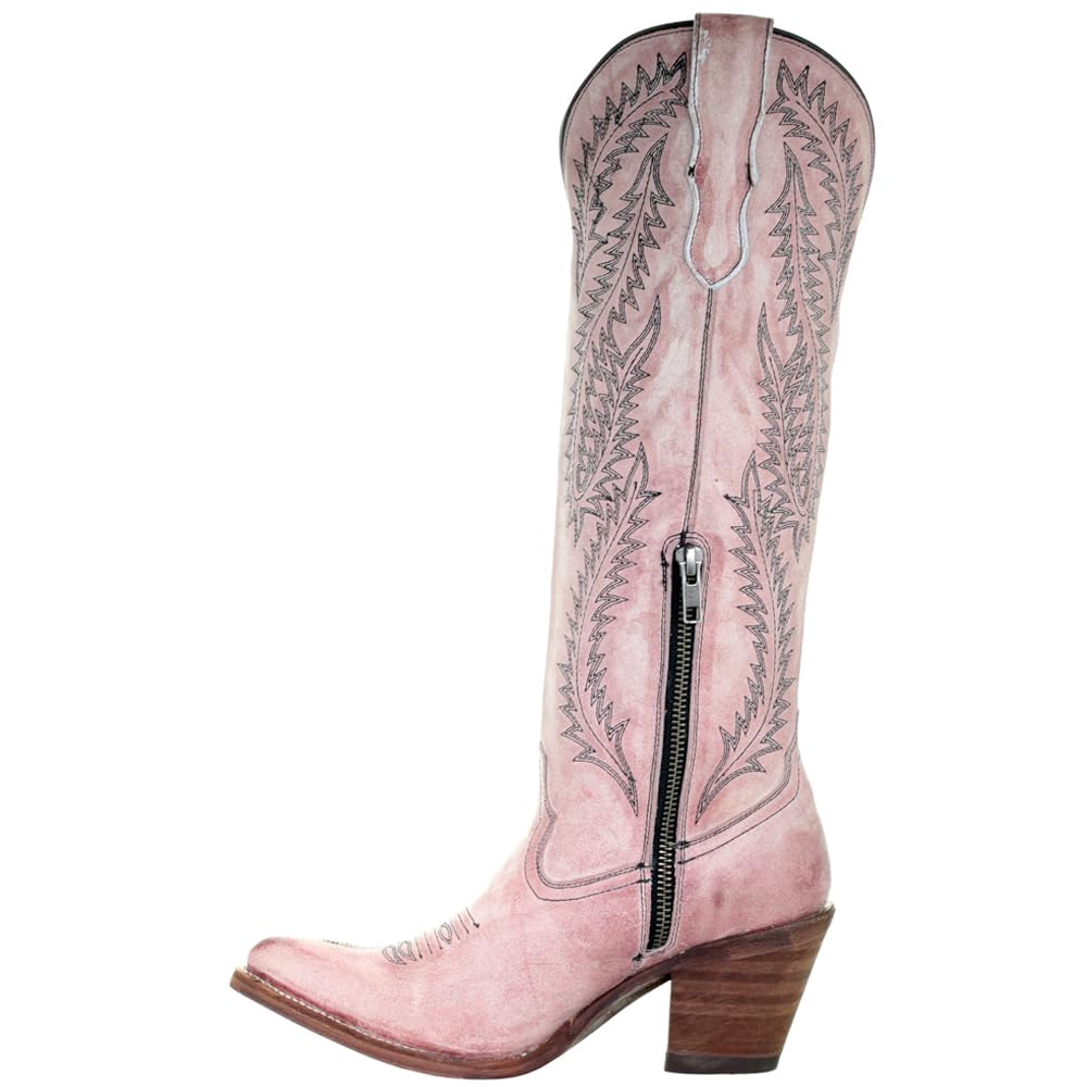 CORRAL LADIE'S ROSE EMBROIDERY TALL TOP, SNIP TOE, LEATHER SOLE, URBAN, E1447