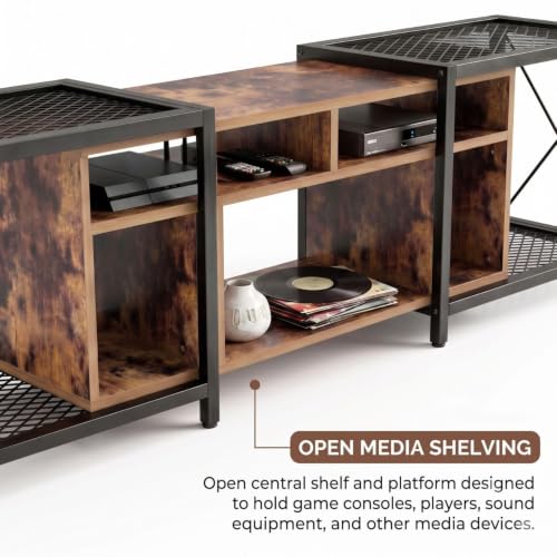 Image of FFO Flexi Convertible TV Unit for Living Room | Adjustable TV Stand 47 /55 /63 /71 Inches (120 /140 /160 /180 cm) | Wooden TV Cabinet with Metal Frame, Open Storage Shelves & Media Console (DIY).