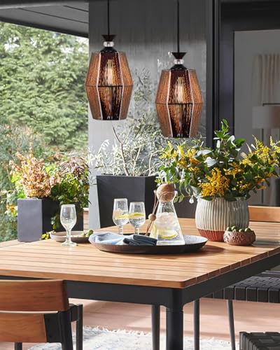 Image of Groeien Crystal Silk Weave Metal Hanging Pendant Ceiling Lamp Fixture | Chandelier for Home, Indoor, Outdoor,Living Room, Bedroom(Bulb Included)(HexaWeave, 1)