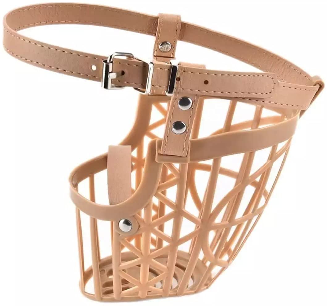 DCM PET Zone Adjustable Muzzle Cum Mouth Cover/Basket Cage Collar for Dog for Extra Care, (Medium), Beige Color