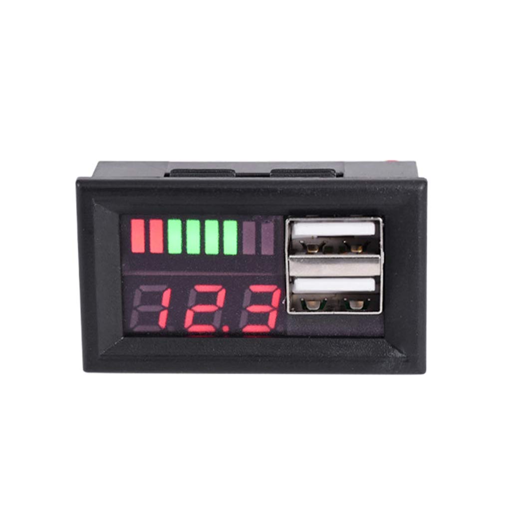 Car Motorcycle Digtal Voltmeter with 2 USB 12V Display Board 5V Output Voltmeter Gauge