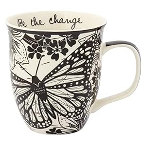 Karma Gifts 16 oz Black and White Boho Mug Butterfly – Cute Coffee and Tea Mug – Ceramic Coffee Mugs for Women and Men
