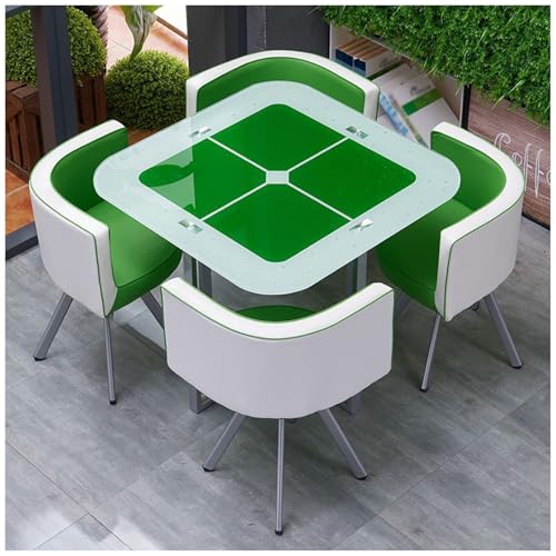 Juego De Mesa y Sillas Redondas/Cuadradas, Moderno Juego De Mesa De Comedor De Vidrio Templado, Juego De Mesa y Sillas De Comedor para Cocina, Barra De Desayuno.,9