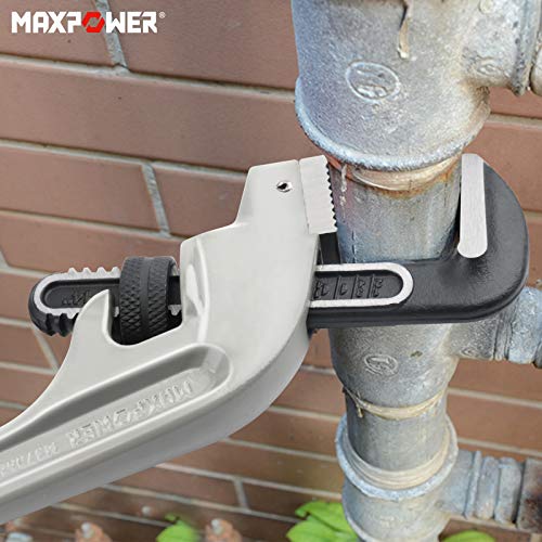 Image of MAXPOWER 14-inch End Pipe Wrench, 45 Degree Aluminum Offset Pipe Wrench, Ideal for Pipe Working Close to The Wall