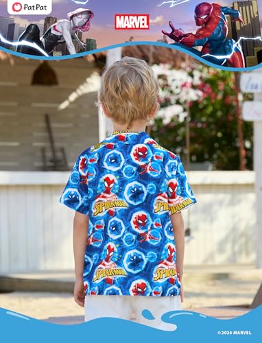 Image of Disney Marvel Spiderman Cars Stitch Star Wars Mickey Boys Hawaii Shirt Button Up Dress Shirts Short Tropical Shirt Kids 2-13Y