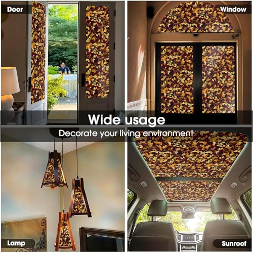 Vinilo decorativo para ventana Boho Brown Gold Leaf 15.7x118 in miniatura 5