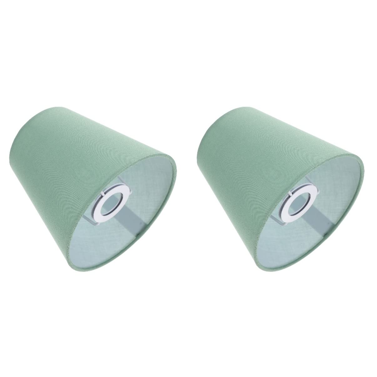 Uonlytech2pcs Linen Lamp Shade Modern Light Cover E14 Chandelier Shade Vintage Drum Lamp Shade Green Lampshades for Table Lamp Floor Lamp