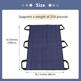 Positioning Bed Pad with Handles Draw Sheets for Hospital Bed Transfer Slide Sheets for Patients Bedridden Turning Pad Medical Transfer Blanket Bed Sliders for Elderly Bed Sore Prevention (6 - Handle)