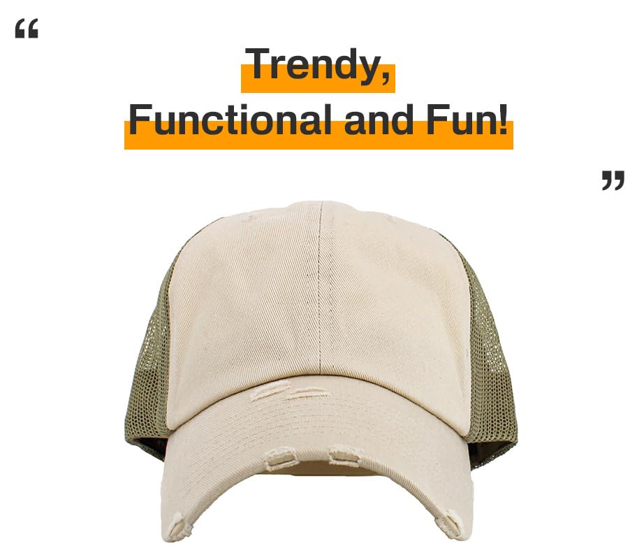Image of KBETHOS Vintage Washed Distressed Cotton Dad Hat Baseball Cap Adjustable Polo Trucker Unisex Style Headwear