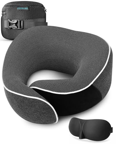 Proglobe Cuscino cervicale aereo, cuscino da viaggio, 100% memory foam, cuscino ortopedico, per...