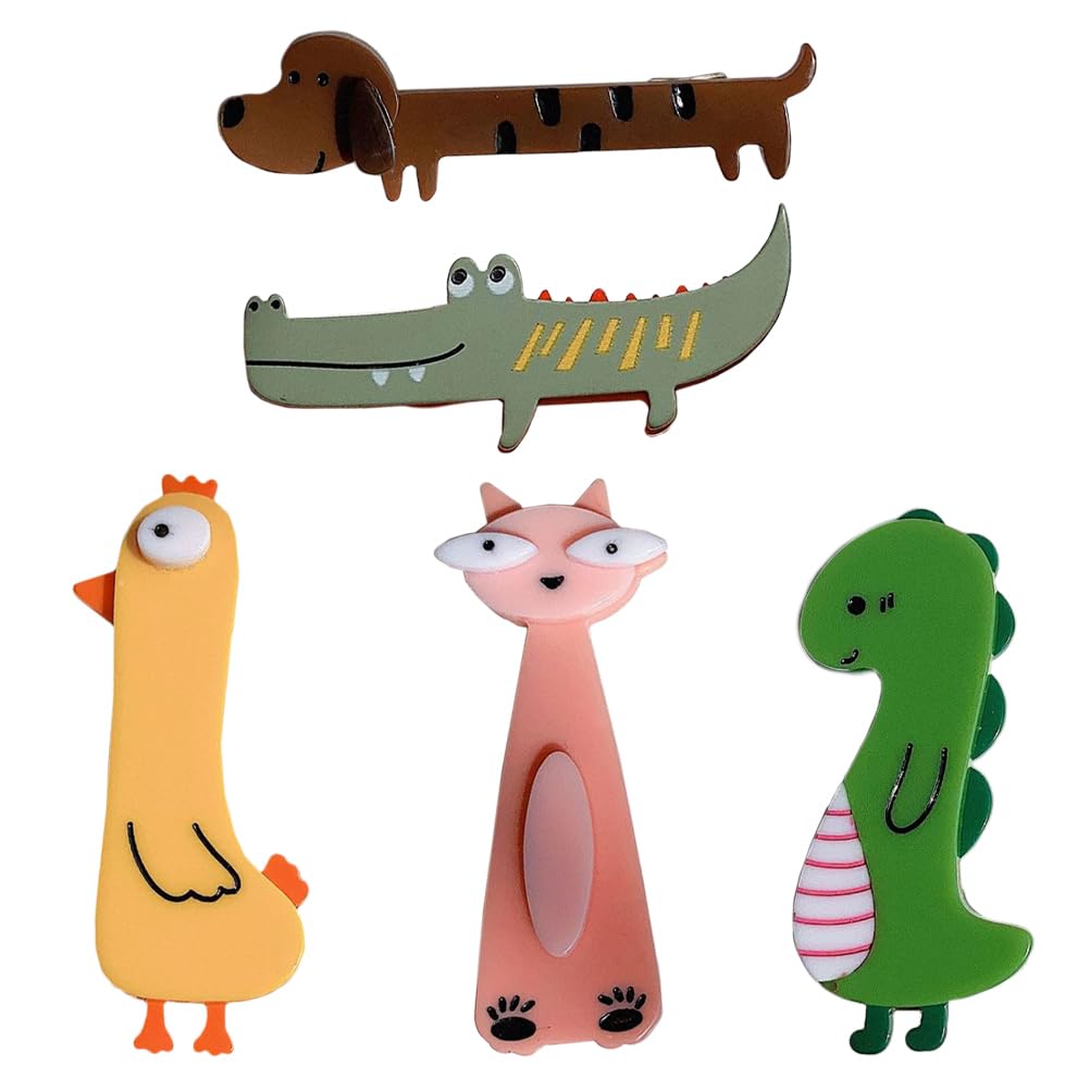 Beaupretty 5Pcs Animal Shaped Cartoon Hair Clips for Kids Girls Toddlers Cute Duckbill Hairpins Safe Material Everyday Hair Accessories