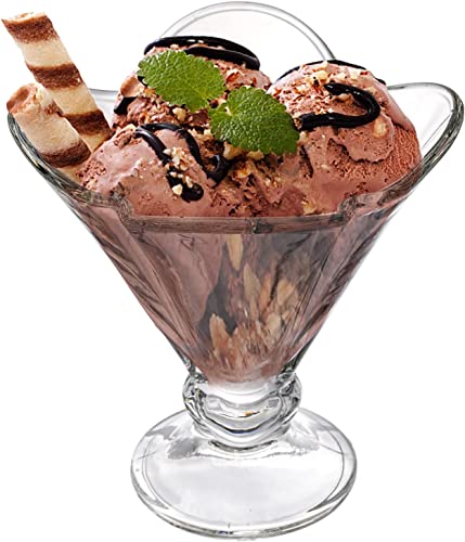 Image of MARTVIA 300ML Ice Cream Glasses Cups Dishes for Desserts, Milkshake,Fruit and Pudding Glass Serving Bowls, Perfect for Home, Restaurants and Parties Dishwasher Safe (Lotus Cups, Set of 4)