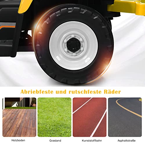 COSTWAY 12V 3-Gang Traktor mit abnehmbarem Anhänger und 2,4G Fernbedienung, Kinder Aufsitztraktor mit LED Lichtern… – Bild 7