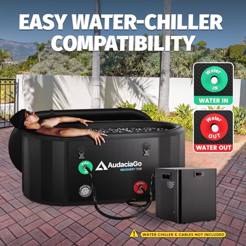 XXL Ice Bath Tub for Athletes, Compatible with Water Chillers, 216-Gallon Inflatable Cold Plunge Tub with Insulated Lid, Thermometer, Water-Absorbent Mat, Portable for Outdoor & Indoor Recovery