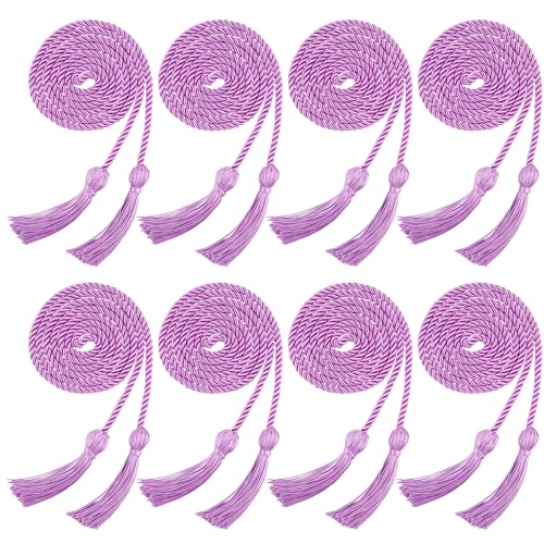 Image of Trounistro 8 Pieces Graduation Cords Yarn Honor Cords with Tassel for College Graduation Students (Light Purple)