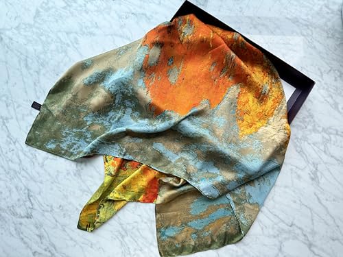 Neck Scarf for Women silk head scarf Large square silk scarf 35×35 inch Satin scarf for hair Gift Packed4
