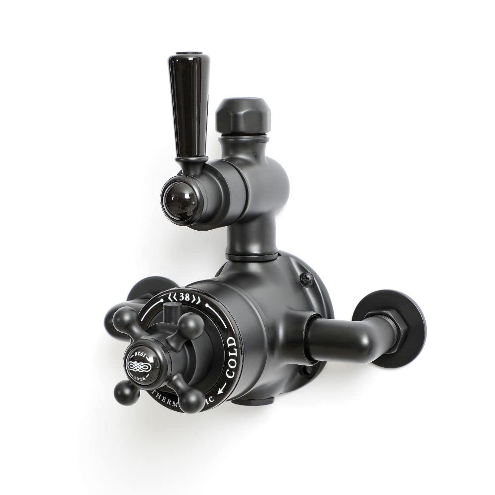 Milano Black Elizabeth Exposed Twin Thermostatic Mixer Shower Valve