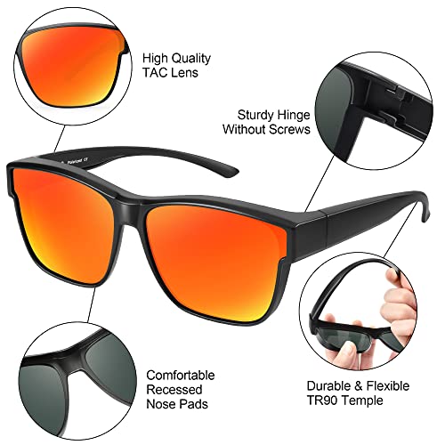 Image of URUMQI Polarized Sunglasses Fit Over Glasses for Men Women, Oversized Square Sun Glasses UV400 Protection