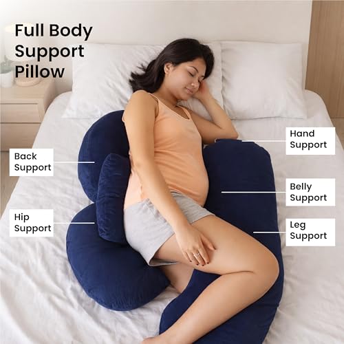 Image of MYARMOR Maternity Pillow Bundle | Full Body Pregnancy Pillow for Back, Belly, Hips & Leg Support | Adjustable Butterfly Design | Soft Travel-Friendly Cuddle Pillow for Pregnant Women