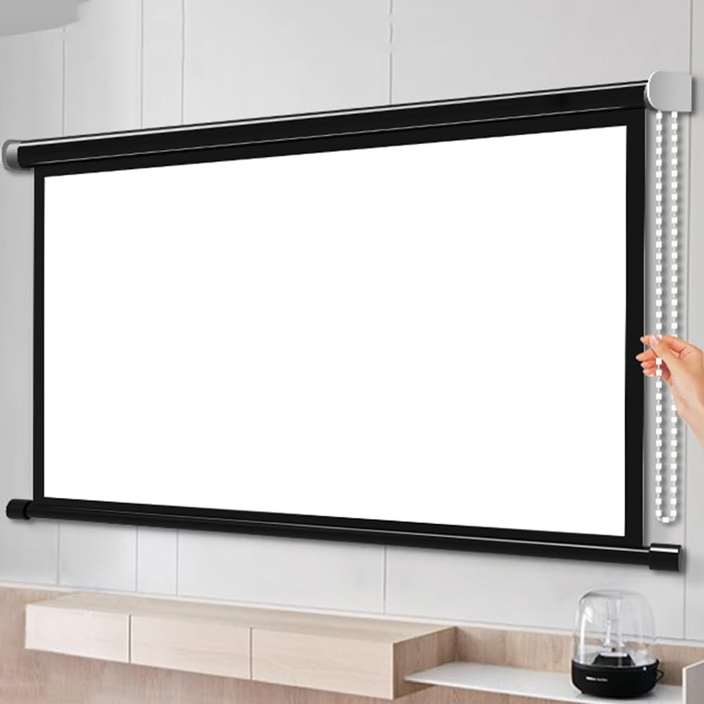 40" 50" 60" 72" Écran De Projection 4K HD Projecteur Portable Écran De Film Manuel Déroulant pour Affichage Public Intérieur Extérieur(40inch-16:9)