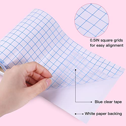 Image of HTVRONT Transfer Tape for Vinyl, Blue Alignment Grid, 6 inch x 50 FT | For Permanent Vinyl, Clear Transfer Paper, For Signs Stickers Decals, For Walls Doors & Windows Decals