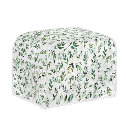 Image of 2 Slice Toaster Dust Cover Bread Toaster Oven Dustproof Cover Kitchen Bakeware Protector Dustproof Fingerprint Protection for Women Gift(11.4 x 7.9 x 7.5), Green Butterfly Leaf