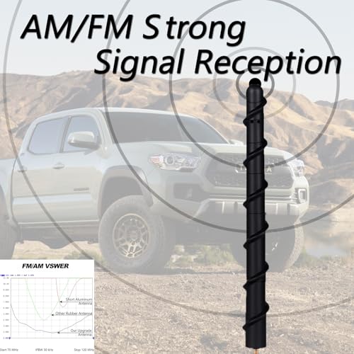 Image of 7-inch Short Antenna Fits for Toyota Tundra 2014+ & Toyota Tacoma 1995+ & FJ Cruiser 2007+, Internal Copper Coil for Enhanced Reception, 7 inches Rubber Antenna Replacement Accessories