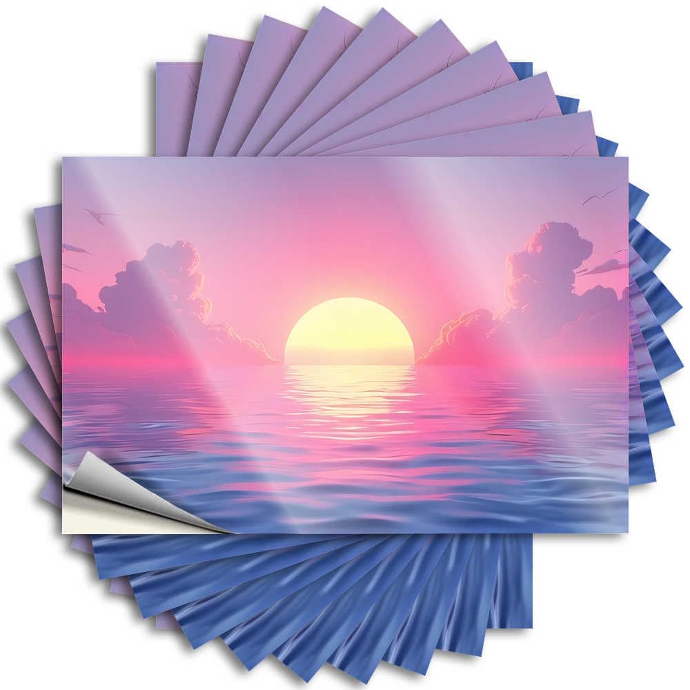 Decals Feminist, Antimicrobial Bumper Sunset Over The Ocean with Birds Flying | Home Entrance Decor(12X18CM)
