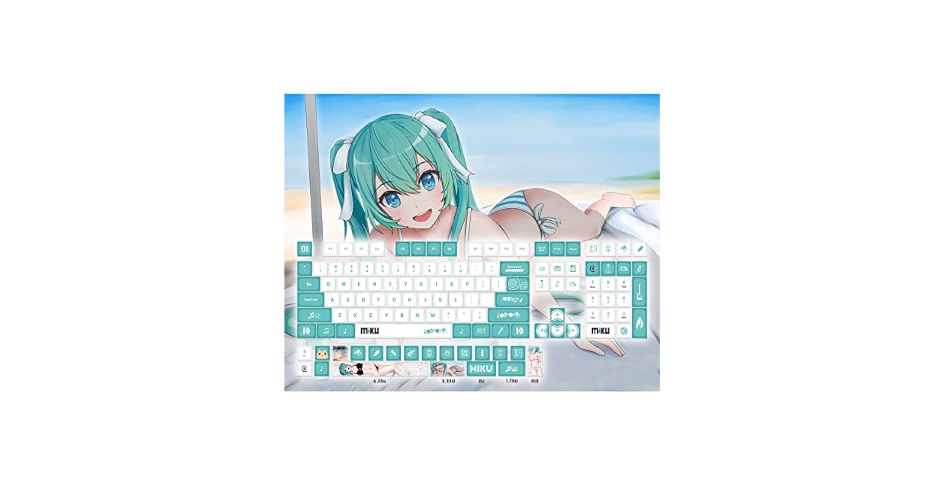 【美品】本日限定価格！ 自作 キーボード 初音ミク デザイン 完成済み Amazon | 初音ミクキーボード 機械キーボード USB有線接続