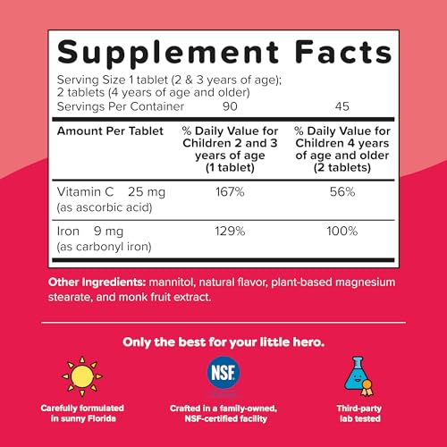 image for Renzo's Iron Supplements for Kids, Dissolvable Vegan Iron Supplement w