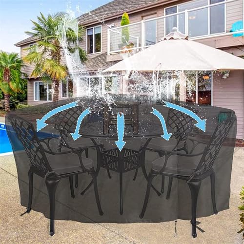 Housse protection imperméable table ronde extérieure durable café - 6