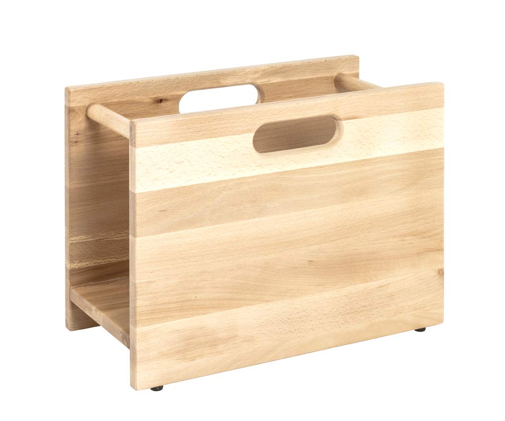 HAKU Zeitungsablage Holz Zeitungsständer Zeitschriftenkorb buche gedämpft, Massivholz - Maße: B 40 x H 30 x T 21 cm, Style: Modern