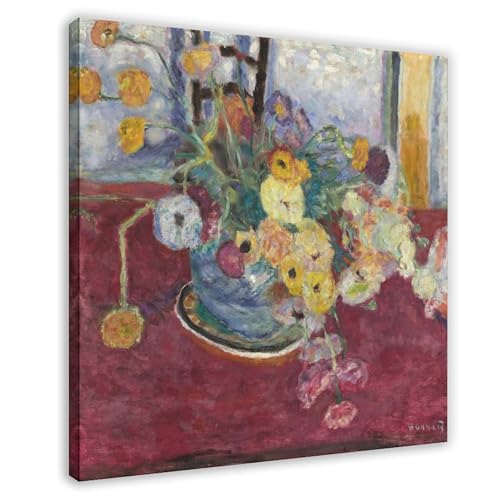 Peinture Pierre Bonnard fleurs sur tapis rouge décor vintage salon