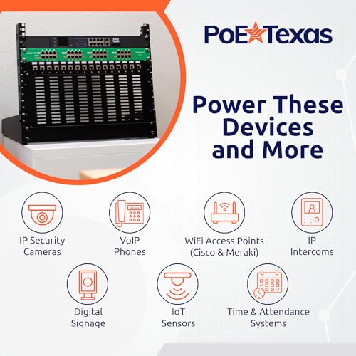 Image of PoE Texas 16 Port PoE /PoE+ Active Injector with 56V 240W Power Supplies & Rack Trays - Add Power Over Ethernet to Switch, Router - 802.3at /af Compliant Midspan for WiFi Access Points, IP Cameras, VoIP