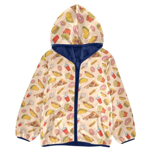 Fast Food French Fries Hamburger Donut Girls Fleece Jacket Girls Fall Jacket Girls Zip Up Hoodie Girls Sherpa Jacket 2-10T