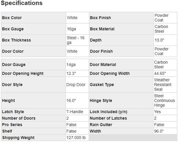 Miniatura 4 de Buyers Products 1702880 caja de camión de acero blanco de 18 x 16 x 72