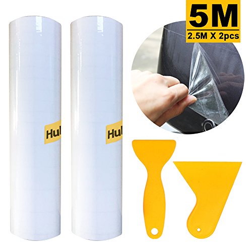 HuLuBB 5m película de protección para coche transparente con 2 raspadores hoja de borde de protección de la pintura del borde del vehículo de la hoja del vehículo automático (2.5m x 2pcs)