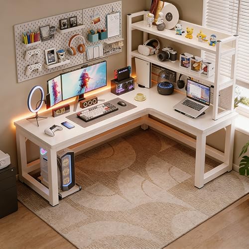 MTIETEME l���f�X�N �p�\�R���f�X�N �� L�� PC�f�X�N �������{�[�h�{�I ��120/140/160cm×����75cm �����|���t���[�� �ω׏d300kg ���փf�X�N �g�ݗ��ĊȒP �l�ԍH�w �׋��E�Q�[���E�d���E�ݑ�Ζ��p(�z���C�g+���t�g�V�F��