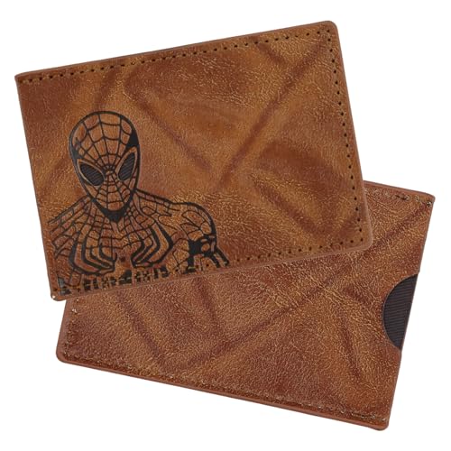 Leather Style Brown Spider Wallet ID for Men and Woman, Superhero Design, Multi Card Slots, Unisex and all ages, leather Style Wallet ID Bat eyes2