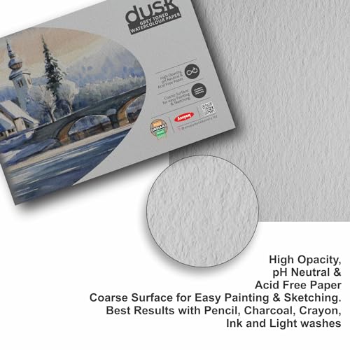 Image of Anupam Dusk Grey Watercolour Paper Book - Cold Pressed - Wiro Bound - 225 GSM - 15 Sheets - A4