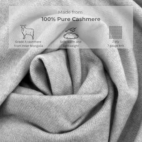 Jet&Bo 100% Pure Cashmere Lightweight Travel Wrap, Shawl & Scarf Gray, Storage Bag + Gift Box2