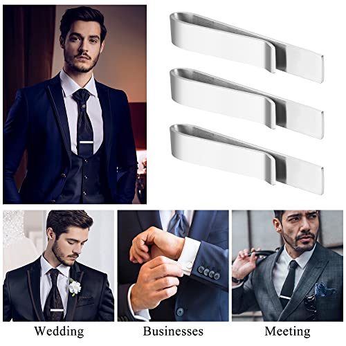 Image of LOYALLOOK Initial Cufflinks and Tie Clip Set for Men Silver Personalized Cuff links and Tie Bar Letter Alphabet A-Z Gift for Father Husband Valentine Gifts for Men